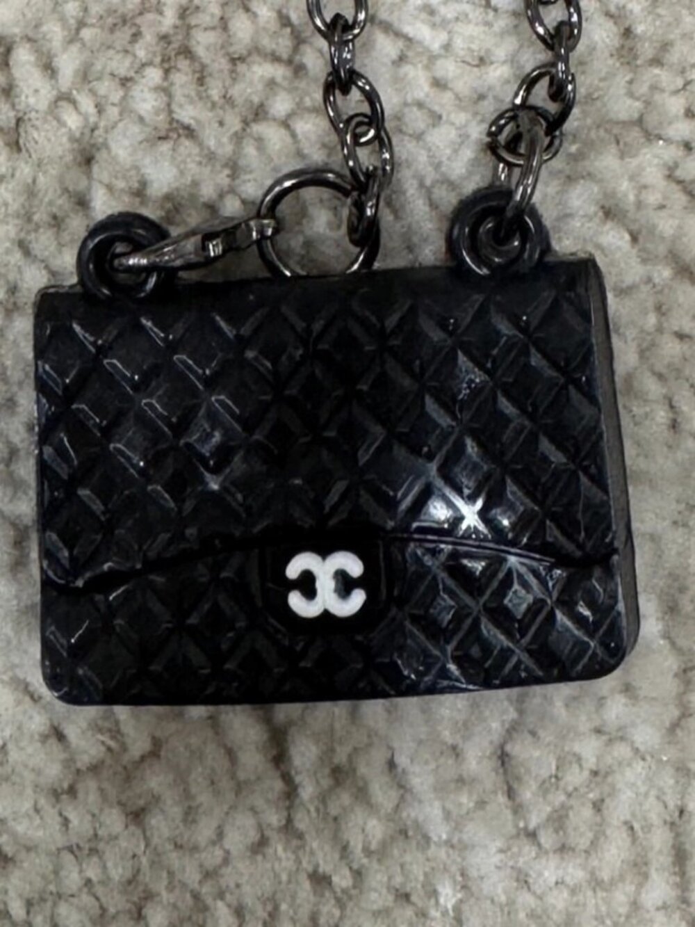 Labubu Doll Bag Charm – Black Flap Bag Chain Strap | Brand New